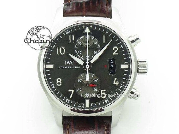 MIROTIME 0508 Pilot Chrono Spitfire IW387903 SS ZF 1:1 Best Edition Black Dial on Brown Leather Strap A OdorResistant 7127
